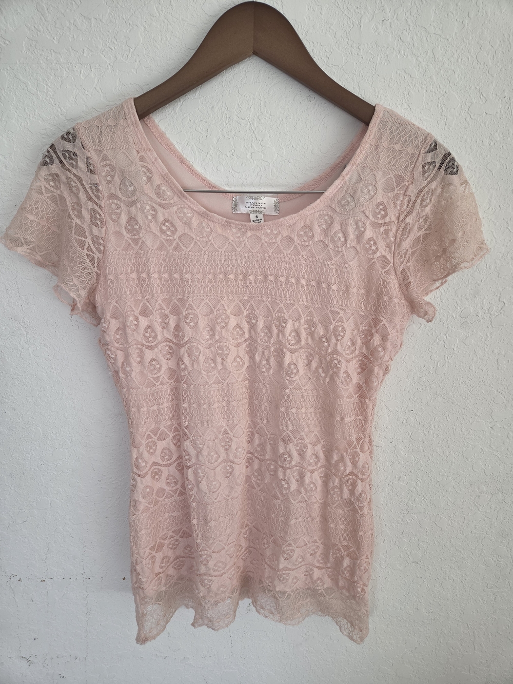 Shannon Ford New York Top Womens Small Pink Lace Short Sleeve Romantic Coquette